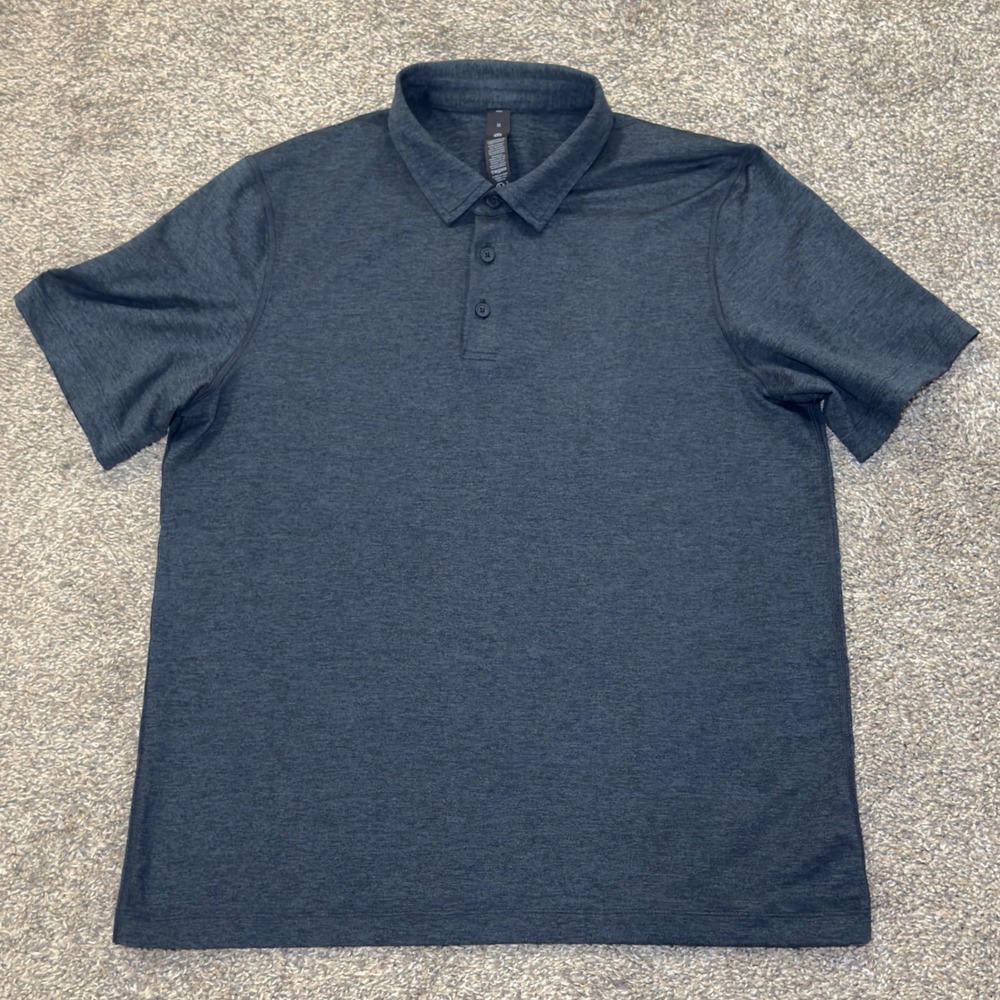 Lululemon Evolution Short Sleeve Polo Shirt Mens Medium Heathered Dark Gray